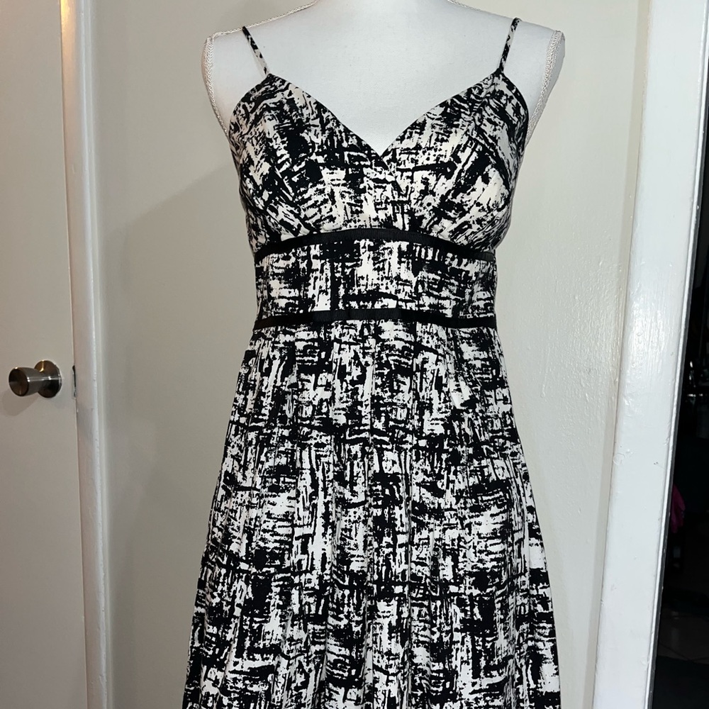 Maurices Black and White Ruched Midi Sundress